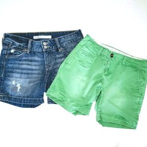 Lot 2 OLD NAVY Womens 2 XS Shorts denim green‎ preppy classic style